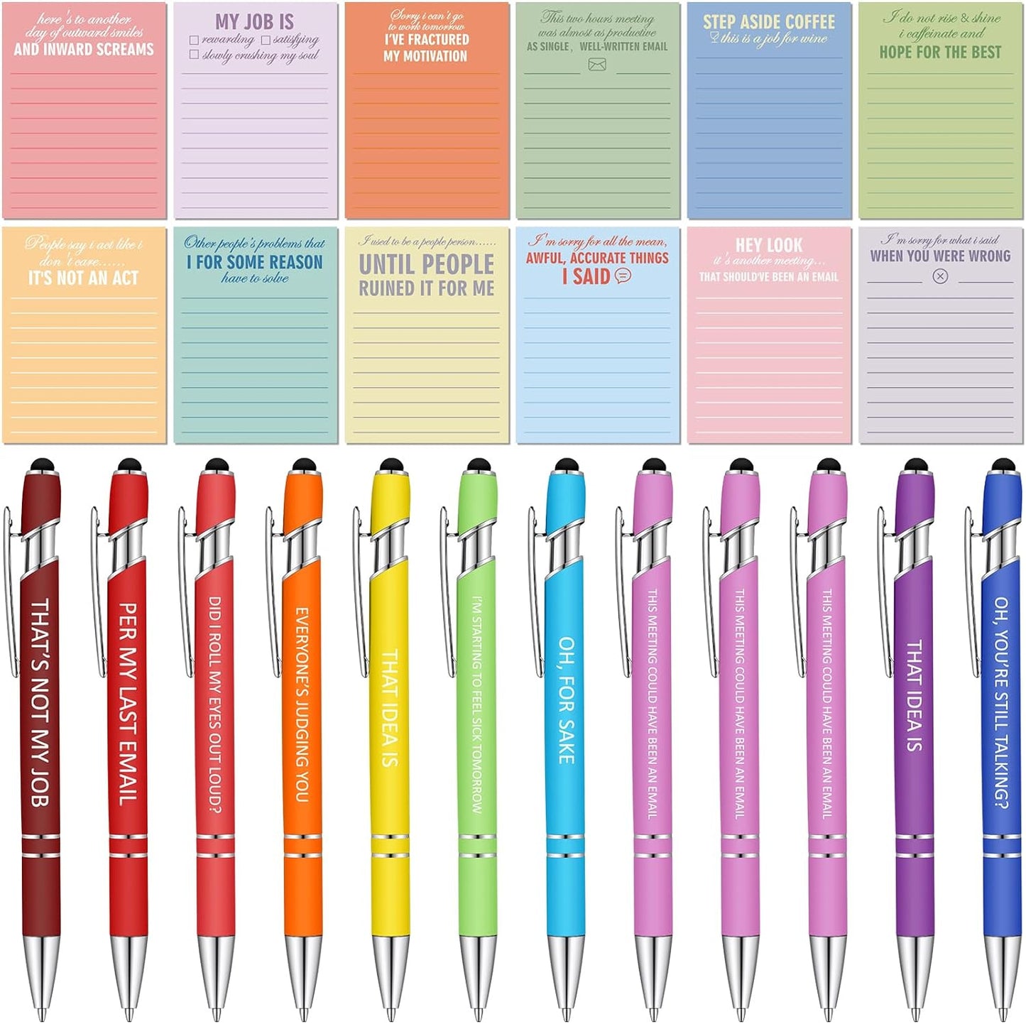 Sarcastic Notepads & Pens Set - Office Humor!