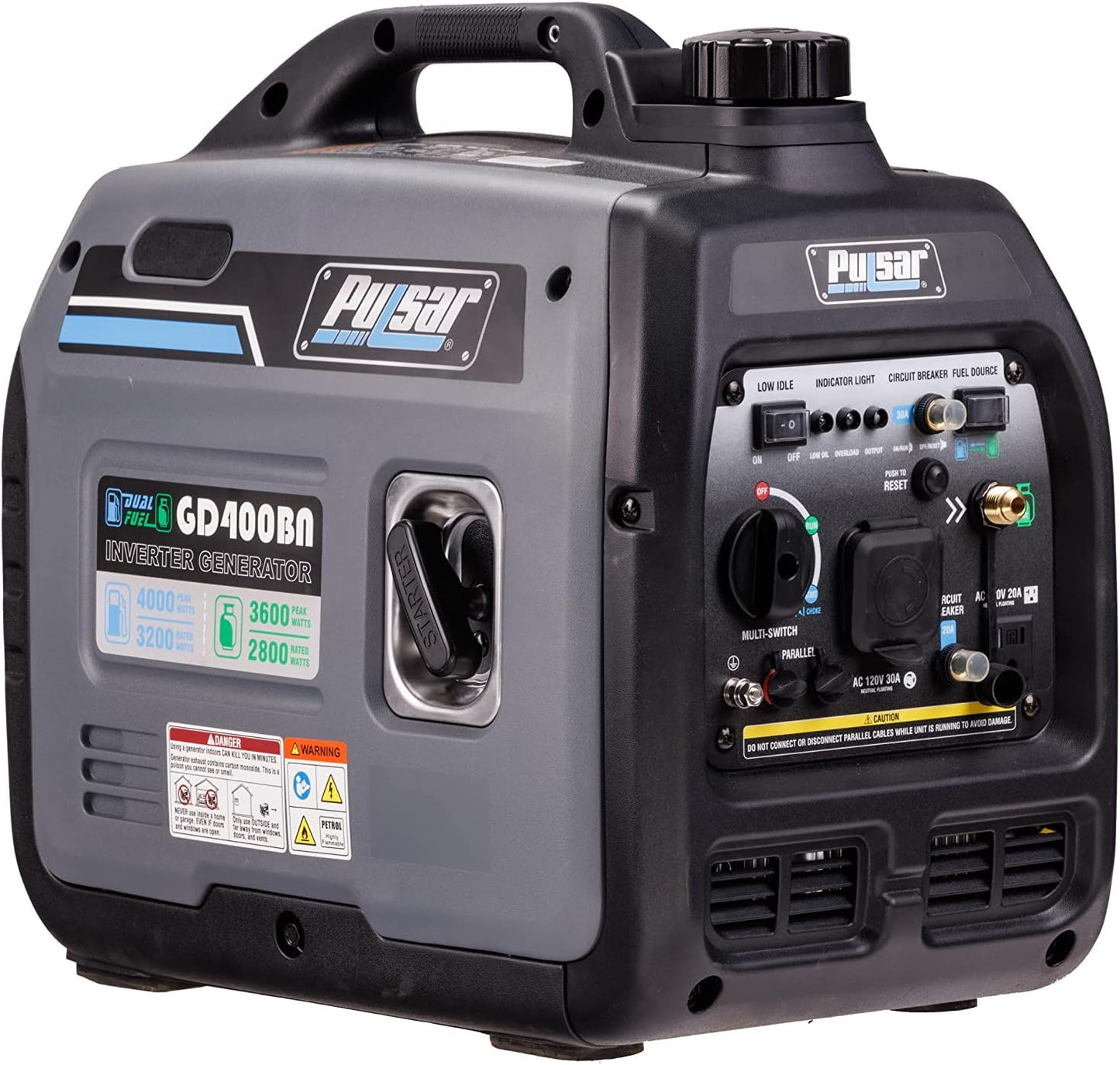 Pulsar GD400BN 4000W Portable Dual Fuel Generator for RVs