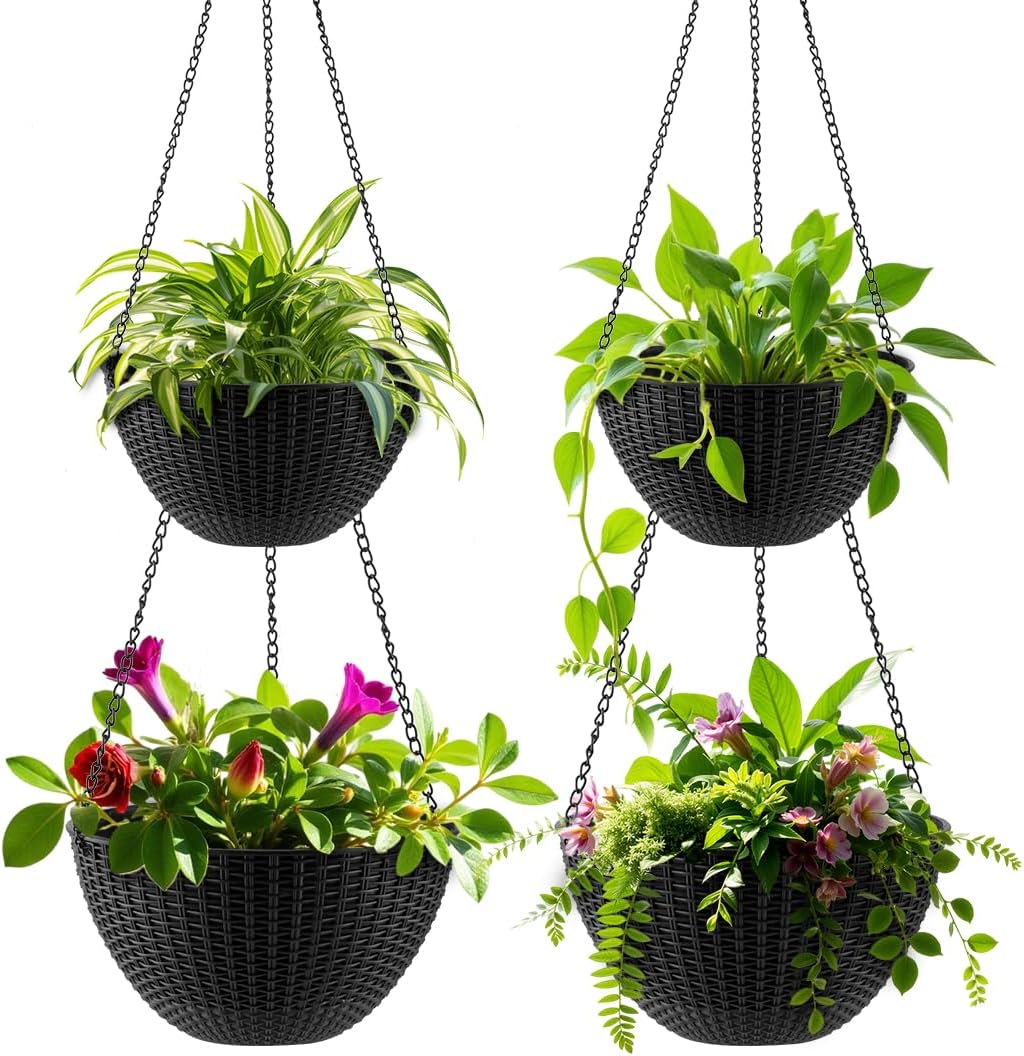 Hanging Planters for Indoor Outdoor Plants - 4 Pack Set