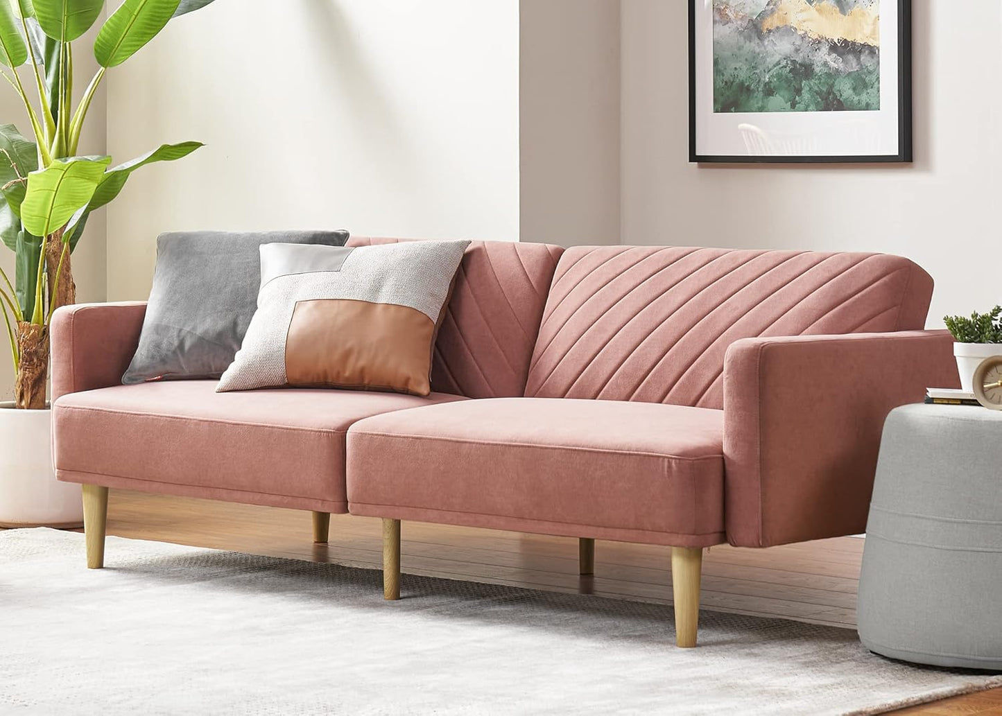 76.8in Futon Sofa Bed - Mid Century Modern Loveseat Couch