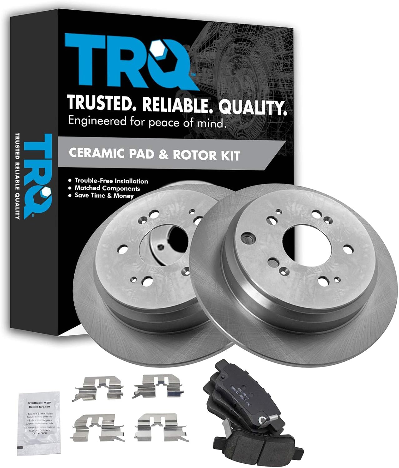 TRQ Rear Brake Pad & Rotor Kit for 2005-2010 Honda Odyssey