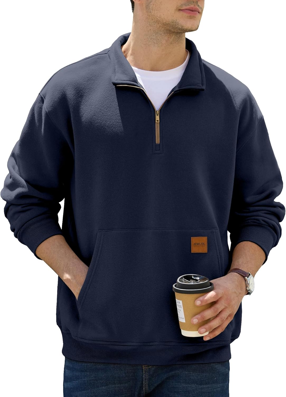 Men's Fleece Quarter Zip Pullover Sweatshirt for Comfort
