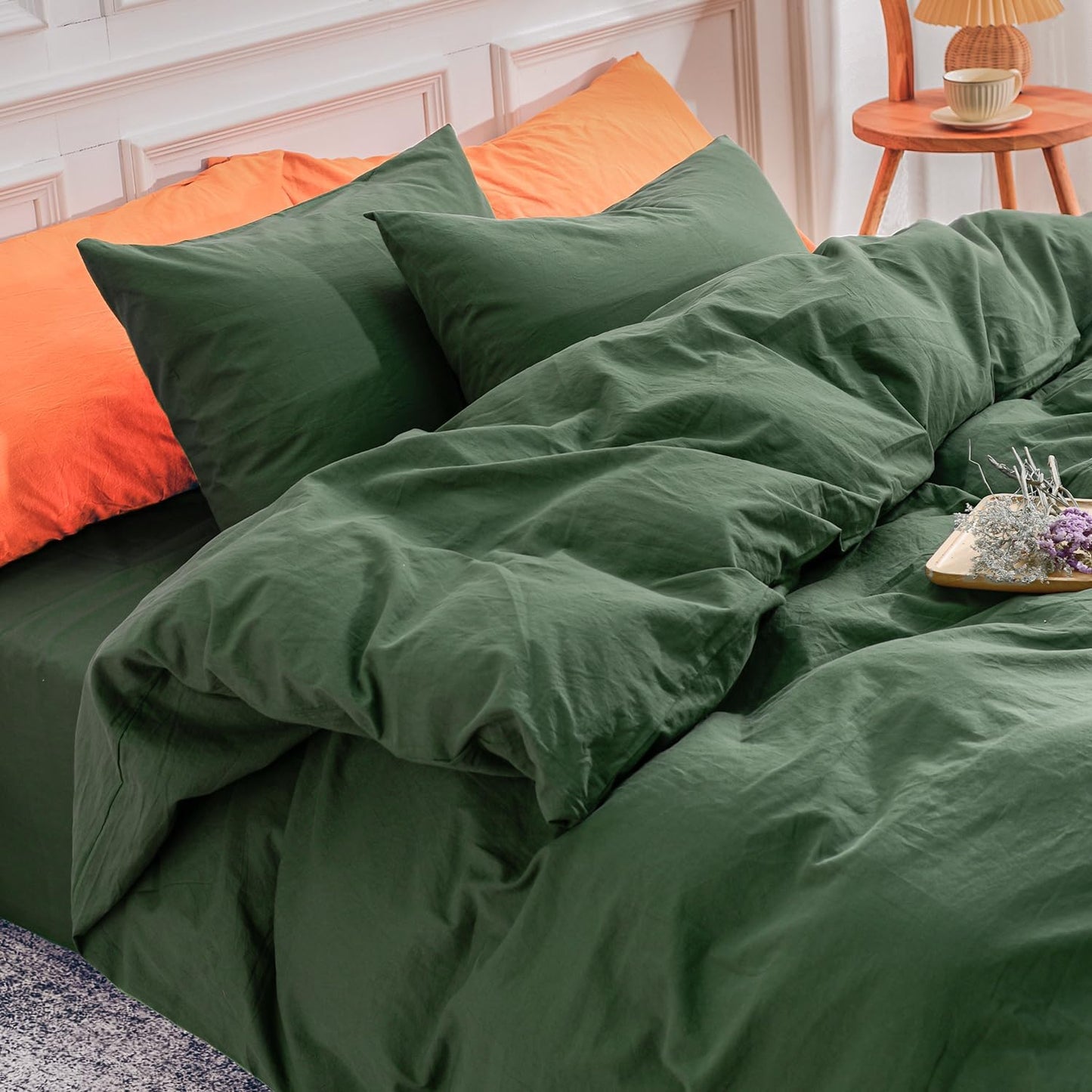 NEXHOME PRO Oversized Queen Duvet Cover Set in Forest Green