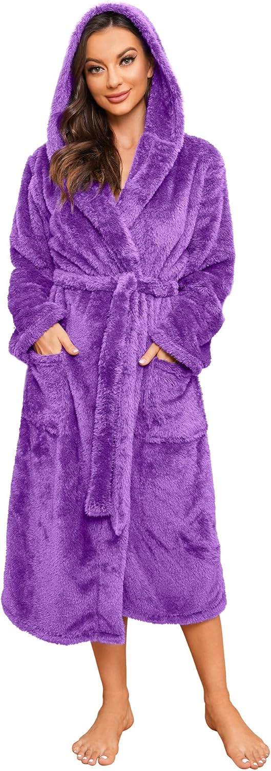 HEARTNICE Womens Hooded Fleece Robe for Ultimate Comfort