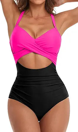 Eomenie Women's One Piece Swimsuits with Tummy Control Design