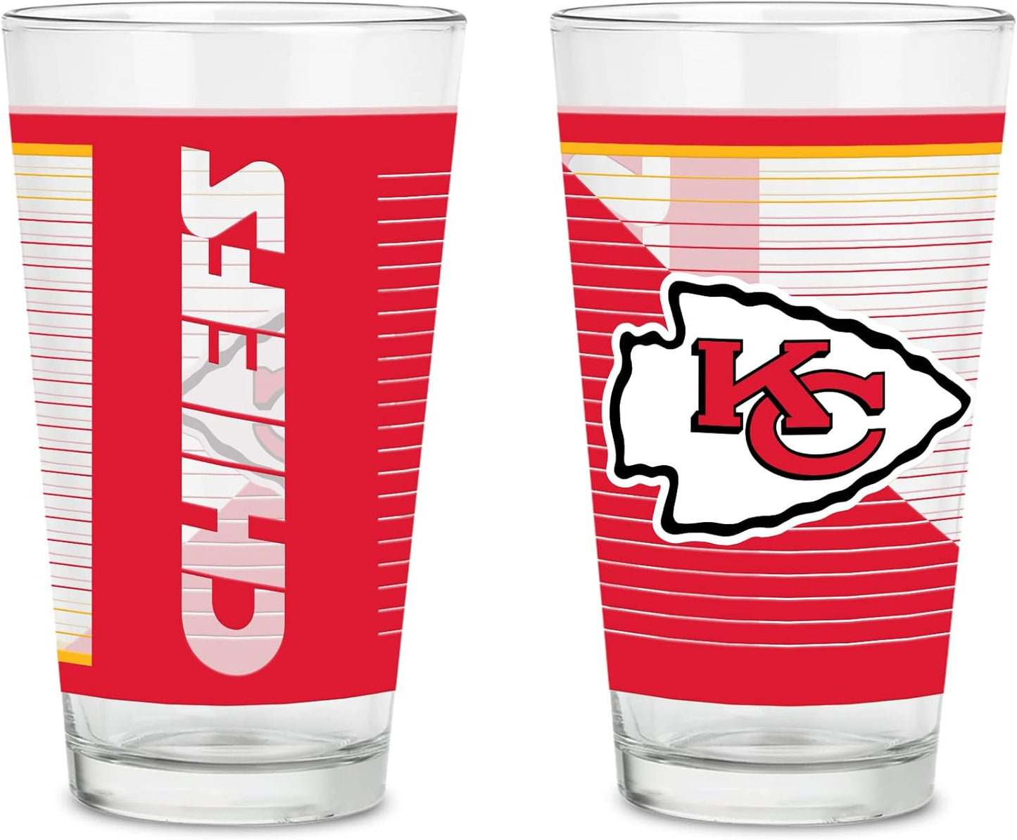 NFL Football Pint Glasses Set of 2 with Digitally Printed Logo