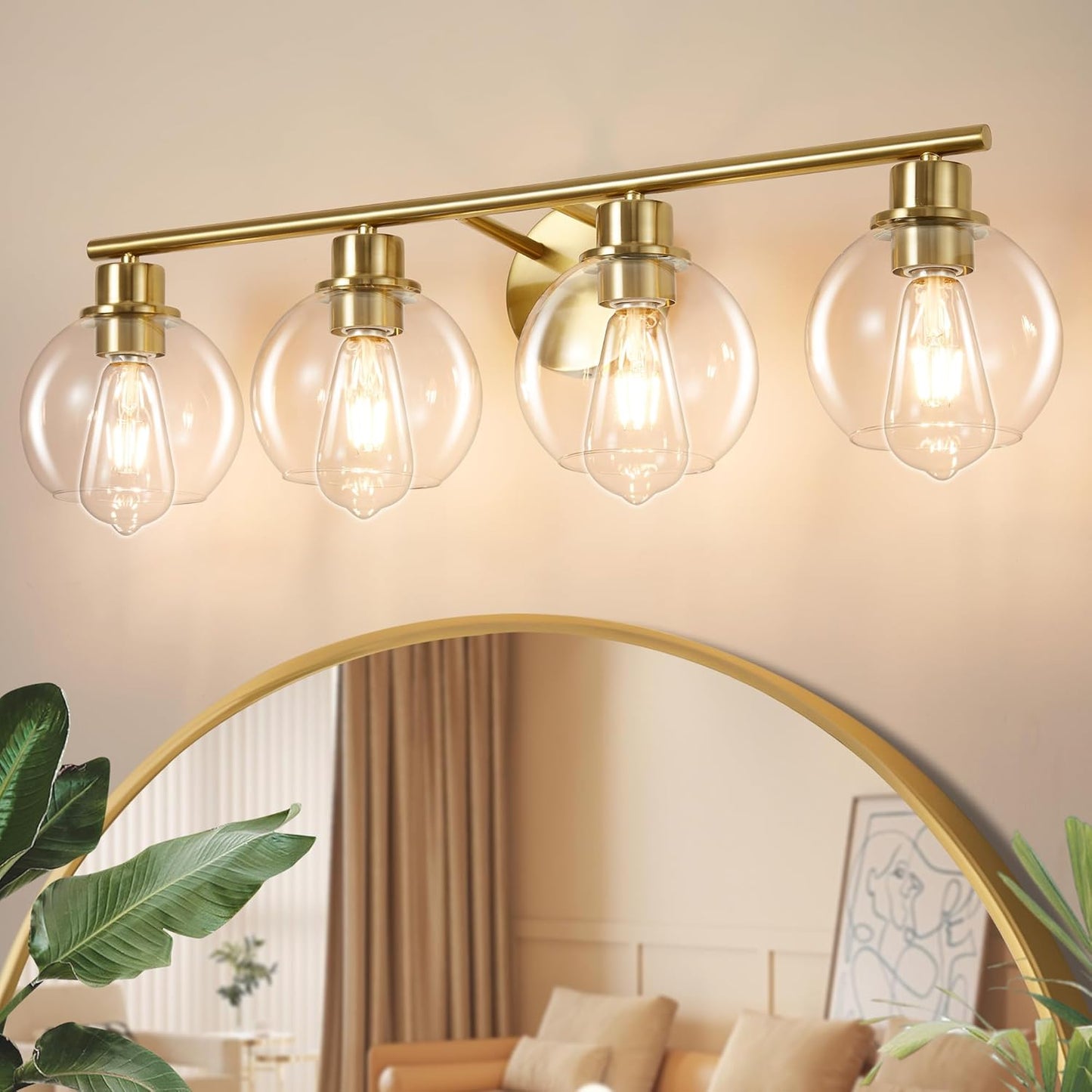 Bathroom Vanity Light with Clear Glass Shade for Elegant Style