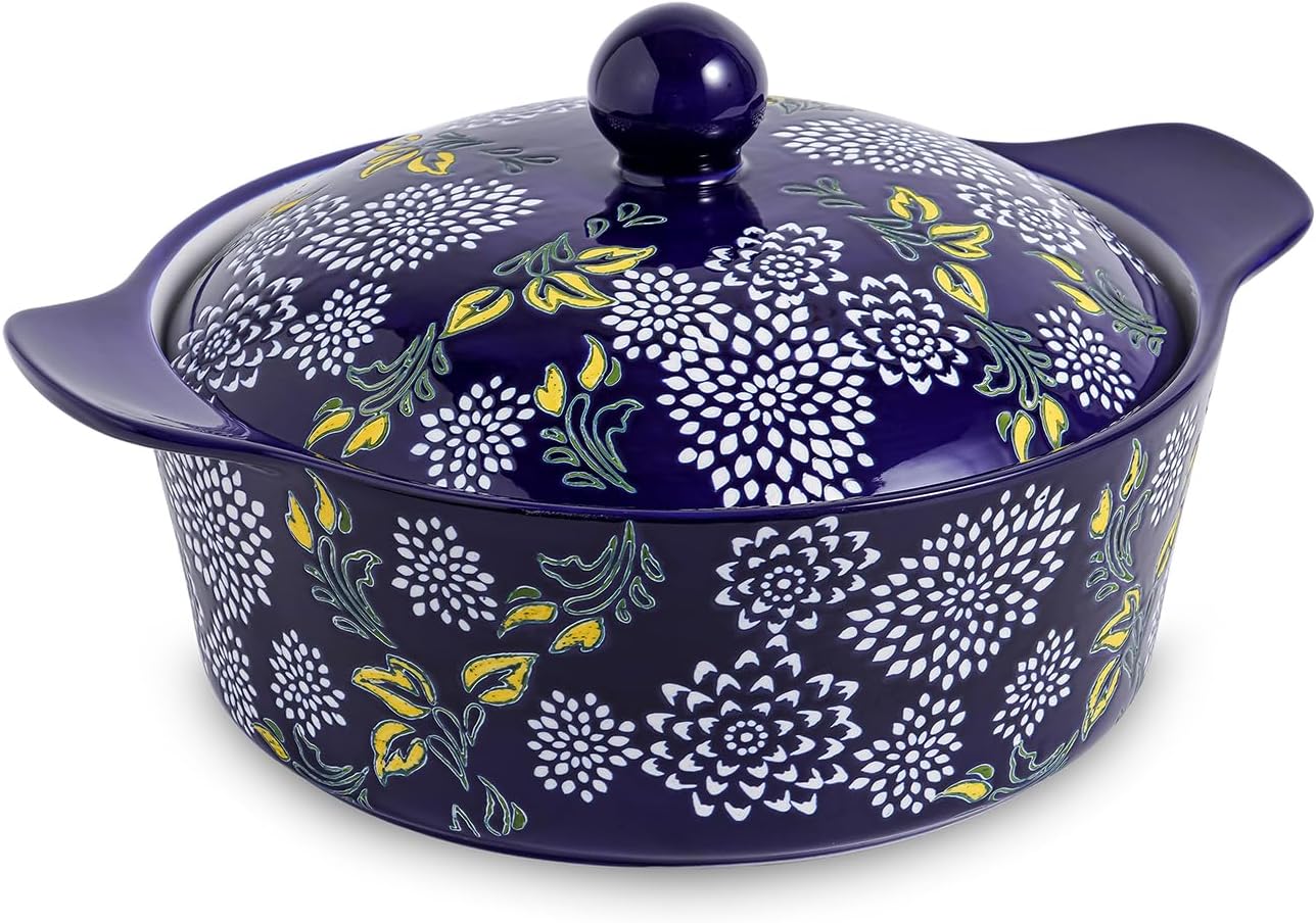 Wisenvoy Casserole Dish With Lid - Durable Ceramic Baking Dish
