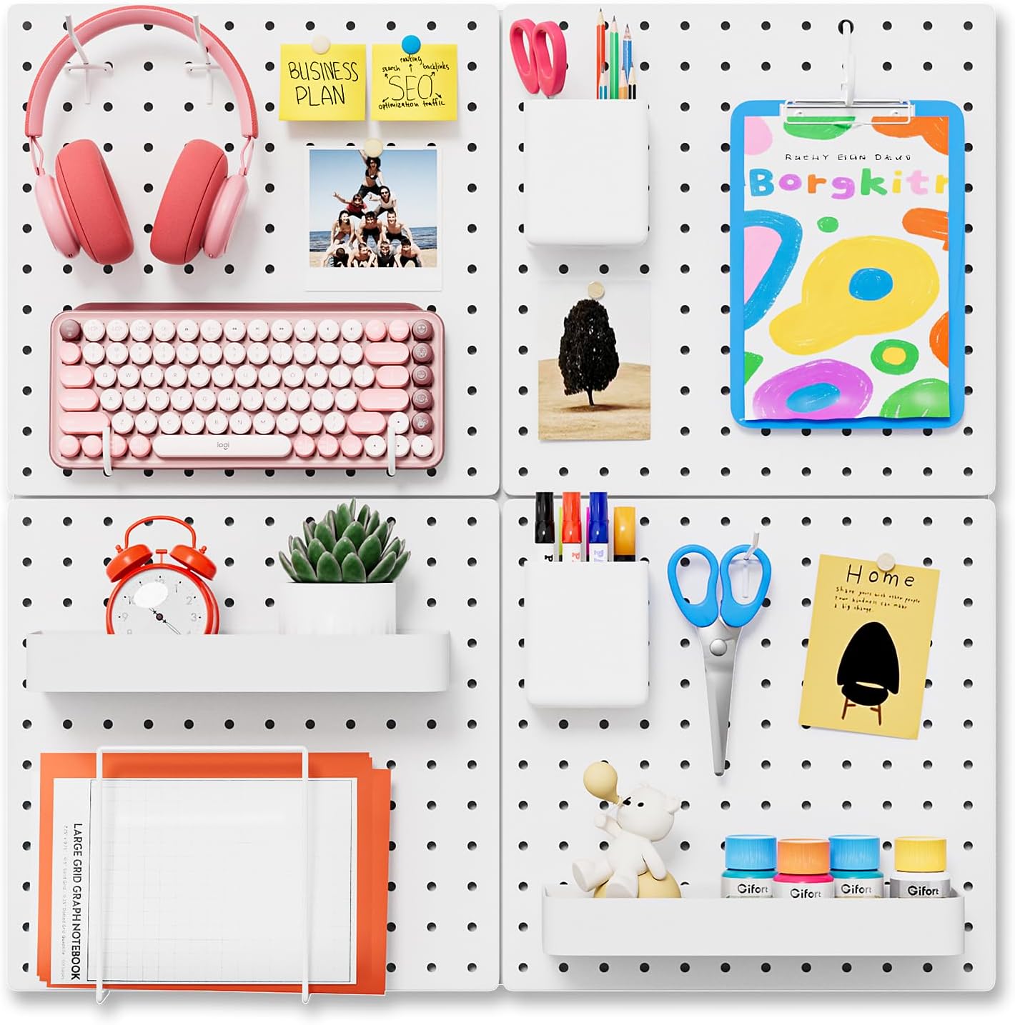 FZK Peg Board Wall Organizer Set for Craft Room and Kitchen