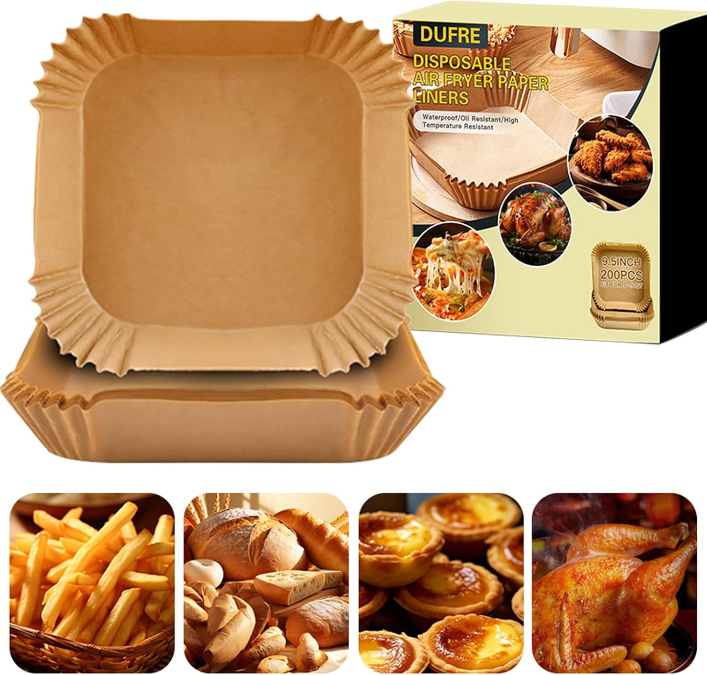 Non-Stick Air Fryer Liners 200PCS - Oil & Water-Proof