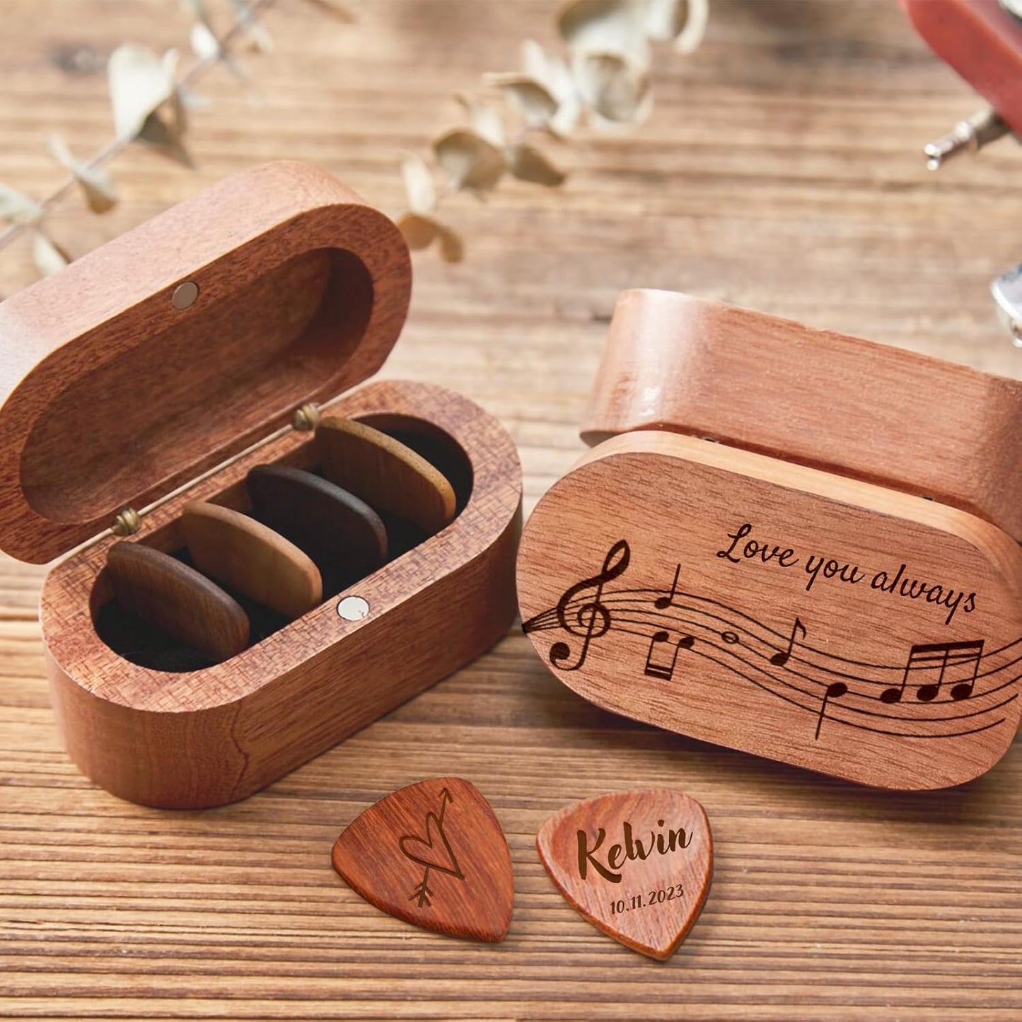 Personalized Wooden Guitar Picks Set