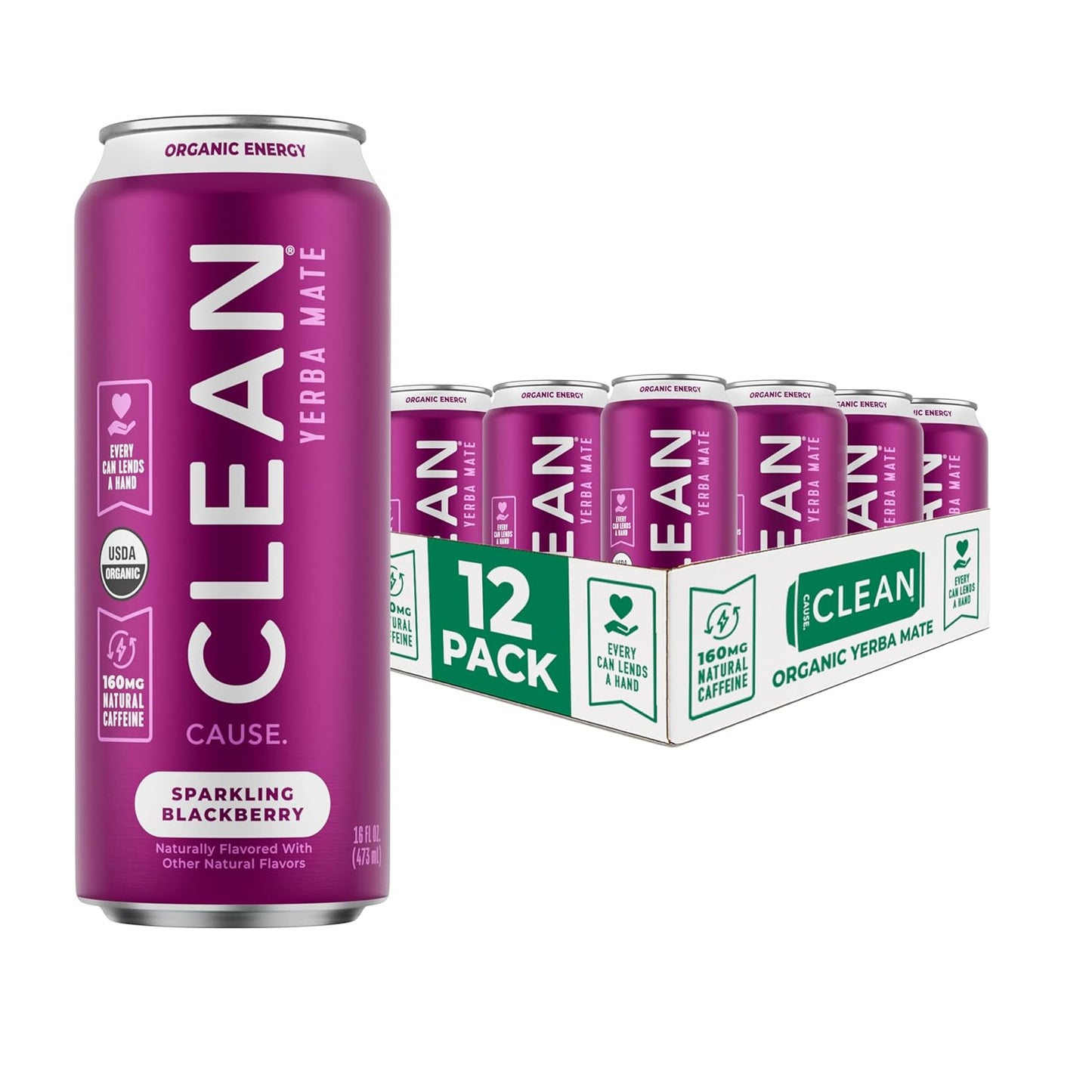 CLEAN Cause Sparkling Yerba Mate Tea - Low Calorie Energy Drink