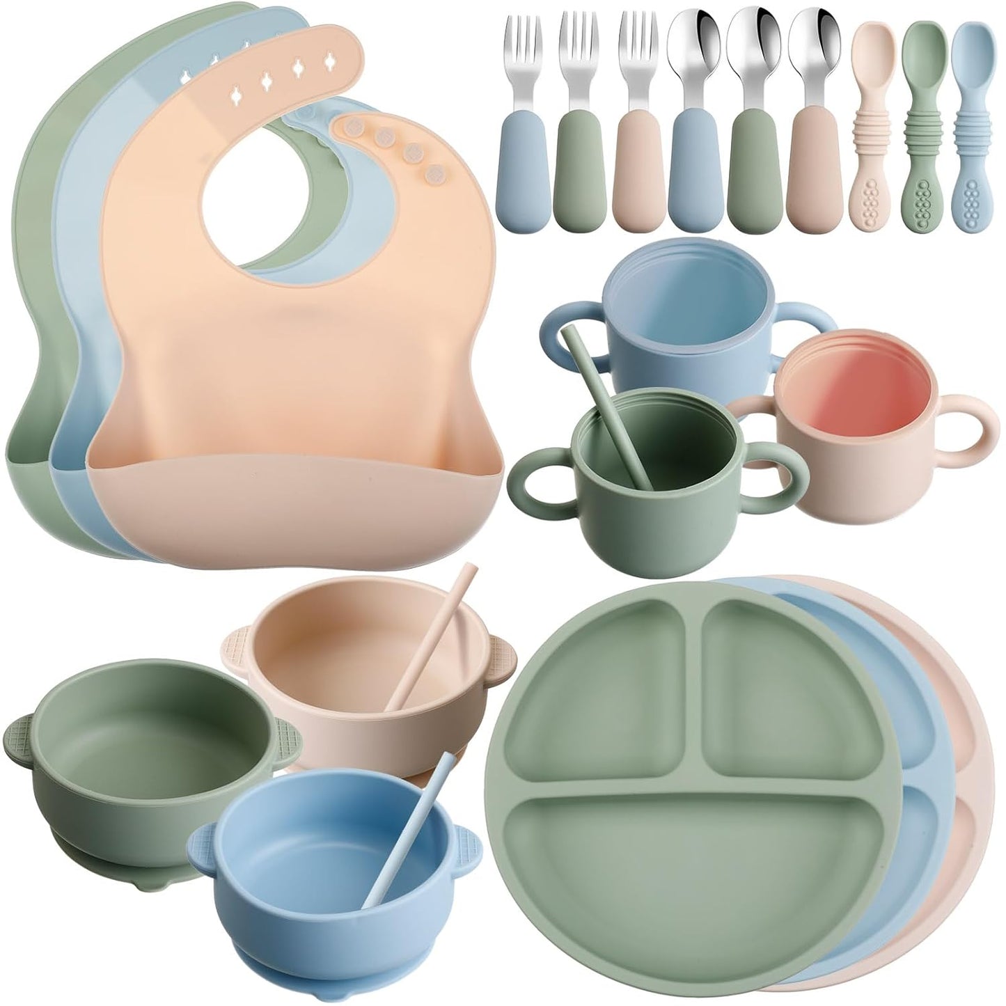 24 Pack Silicone Baby Feeding Set for Easy Weaning Supplies