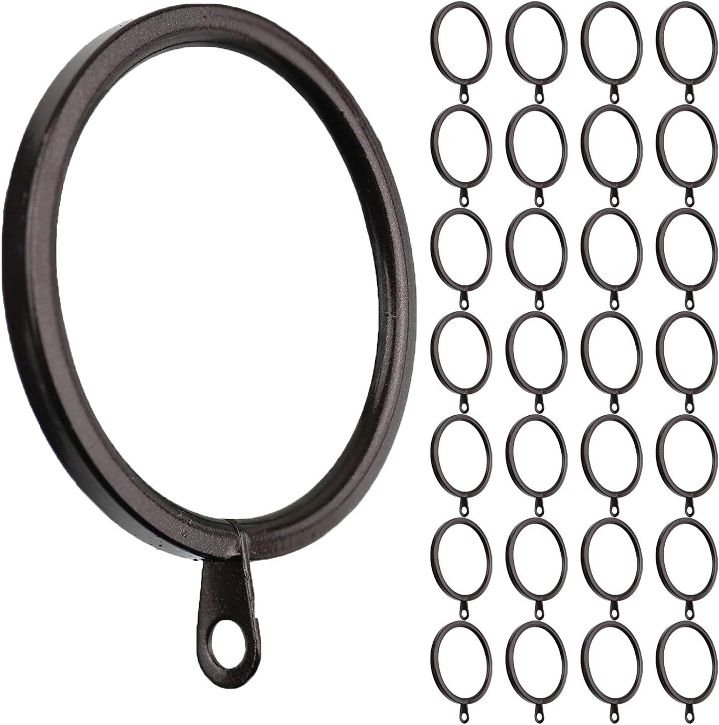 MERIVILLE 28-pc Flat Curtain Rings, Oil-Rubbed Bronze, 1.5 Diameter, Fits Up to 1 1/4 Rod