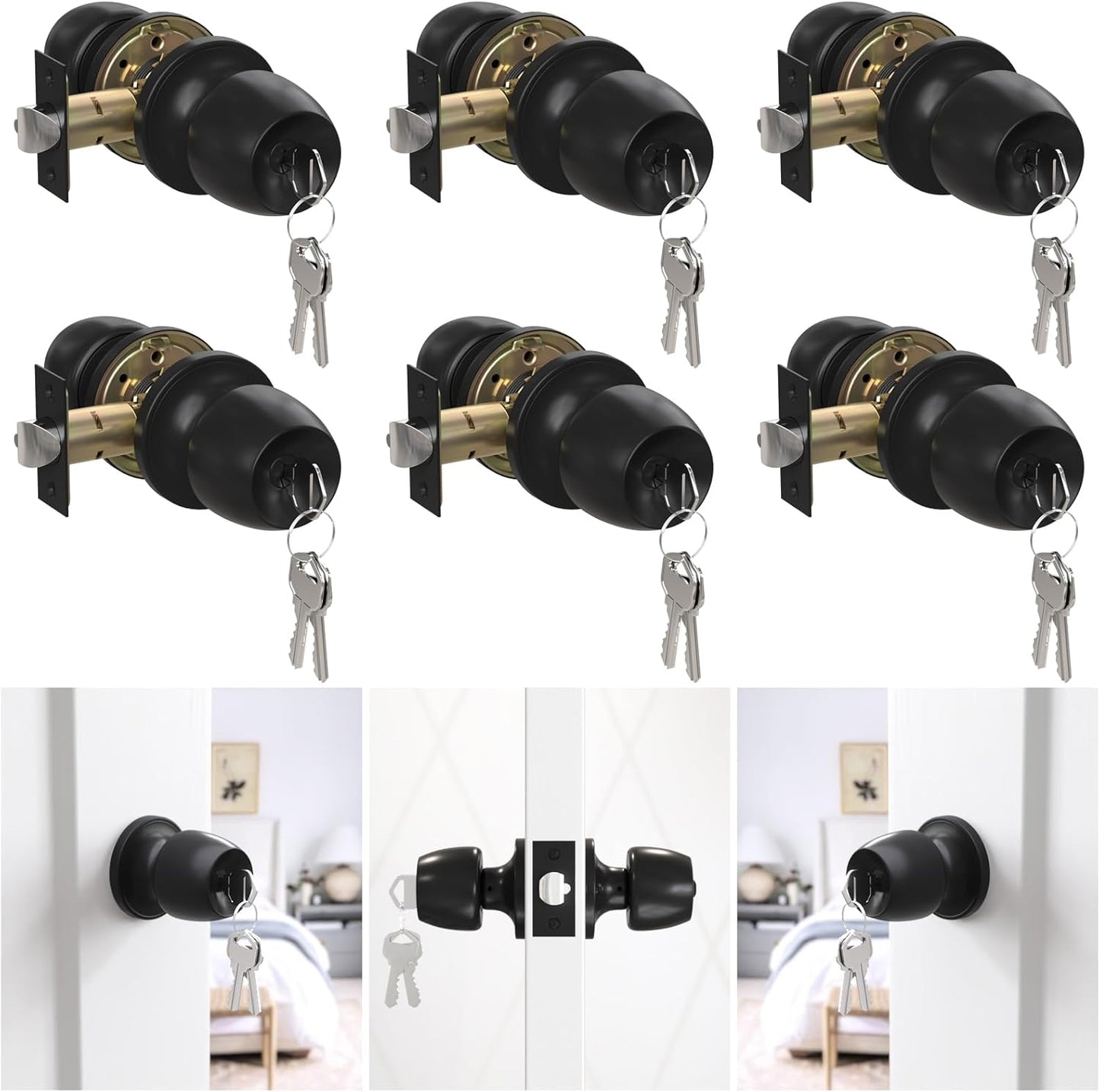 Keyed Entry Door Knob with Lock and Key for Home Use
