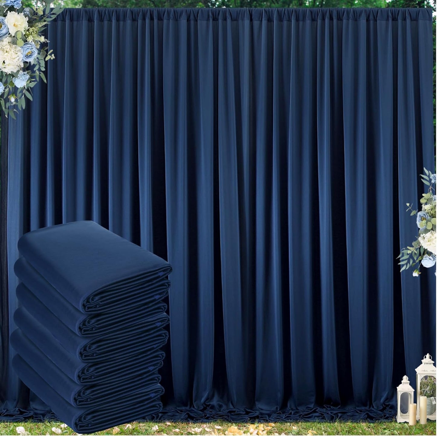 30 ft x 10 ft Navy Blue Backdrop Curtain for Parties and Events