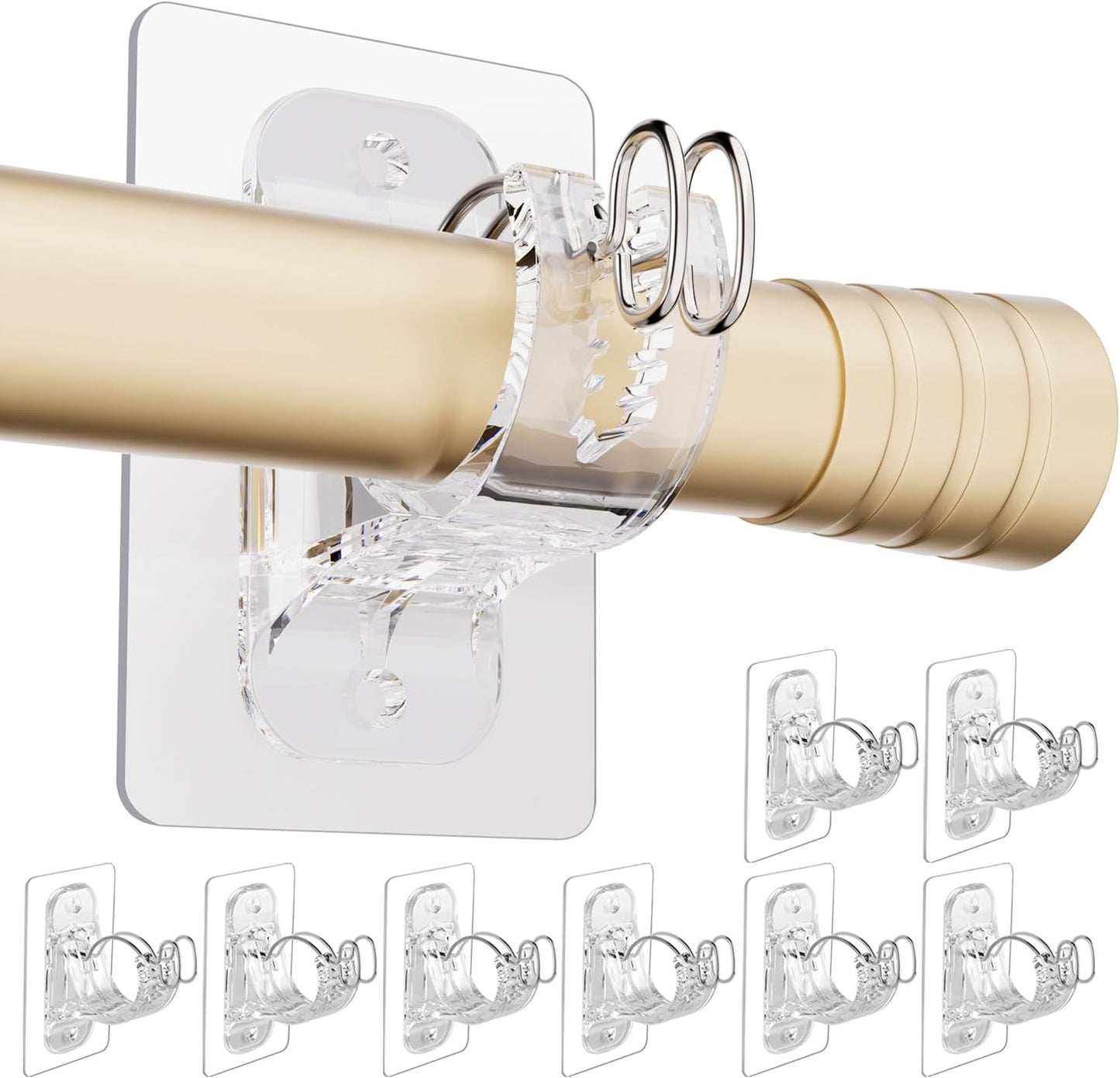 Secure Curtain Rod Holders - 8 Pack