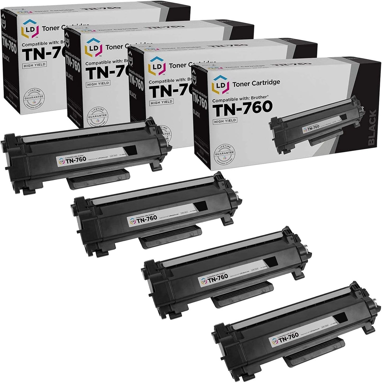 High Yield Black Toner 4pk for Brother Printers