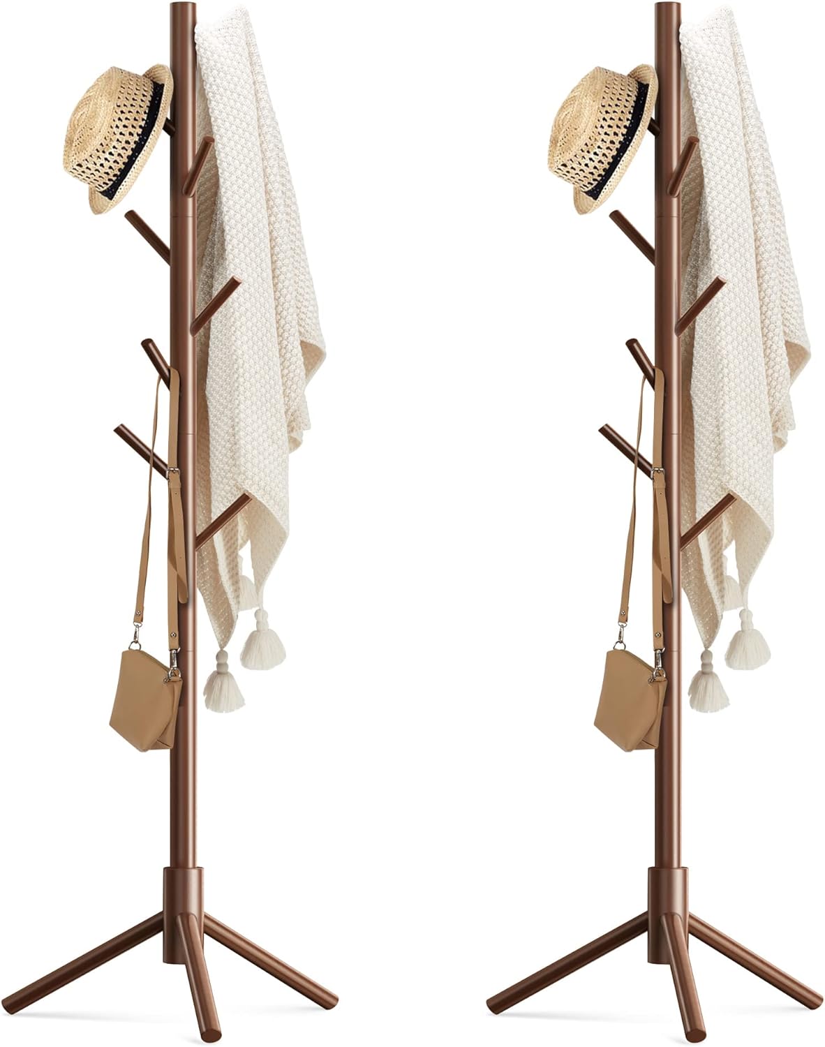 Haddockway Wooden Coat Rack Stand with Adjustable Height Hooks