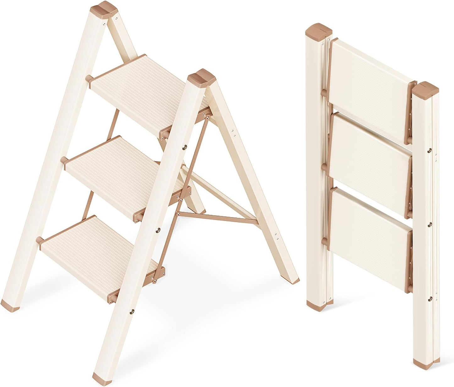 GameGem 3 Step Ladder: Lightweight Aluminum Folding Stool