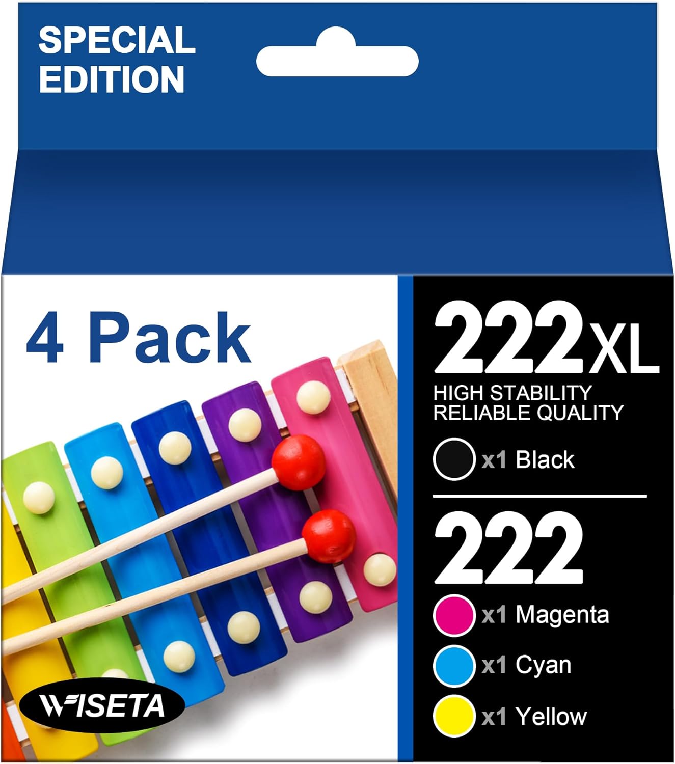 High Yield Epson 222XL Ink 4-Pack by Wiseta