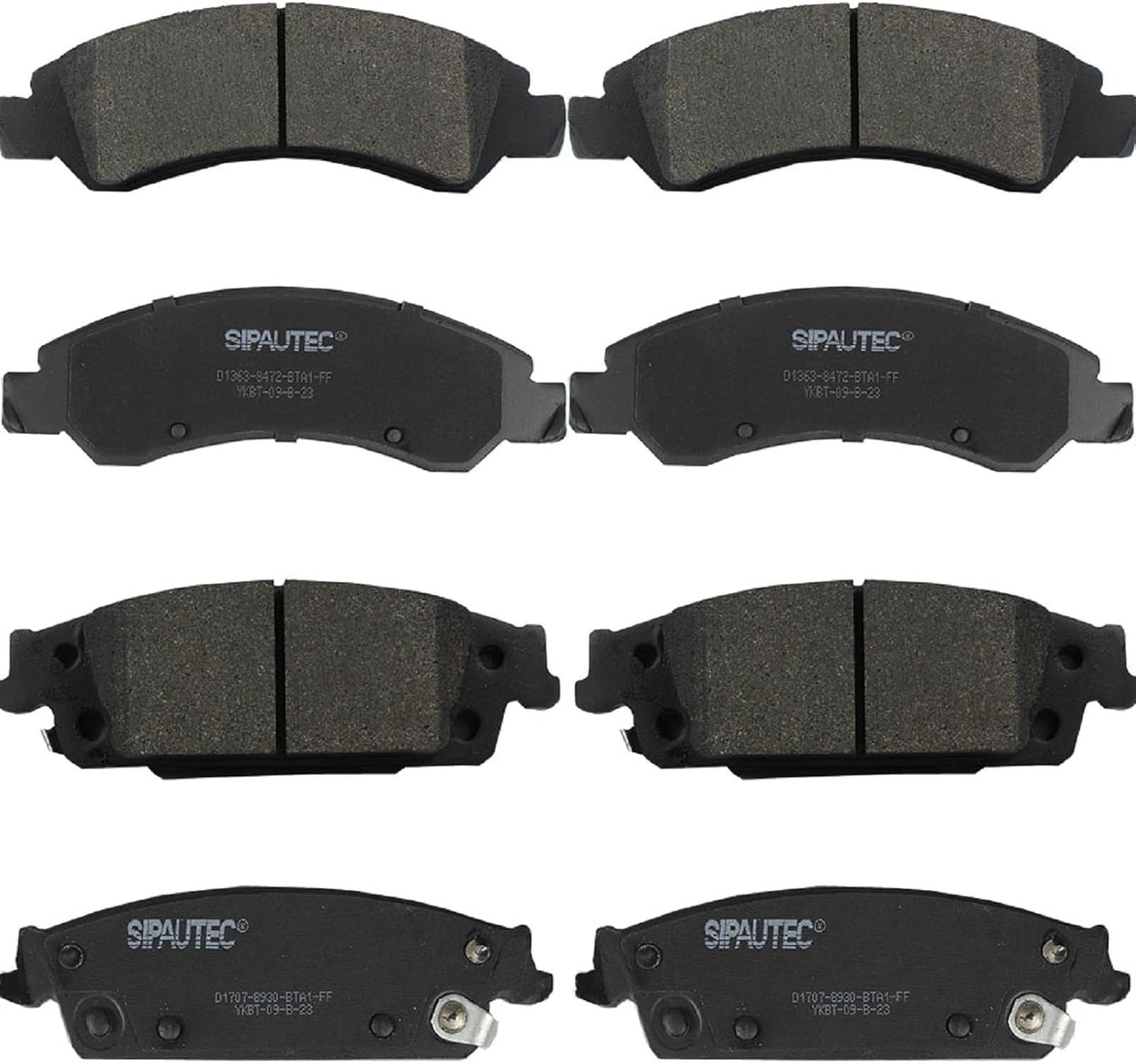 SIPAUTEC Front & Rear Ceramic Brake Pads for Chevrolet Vehicles