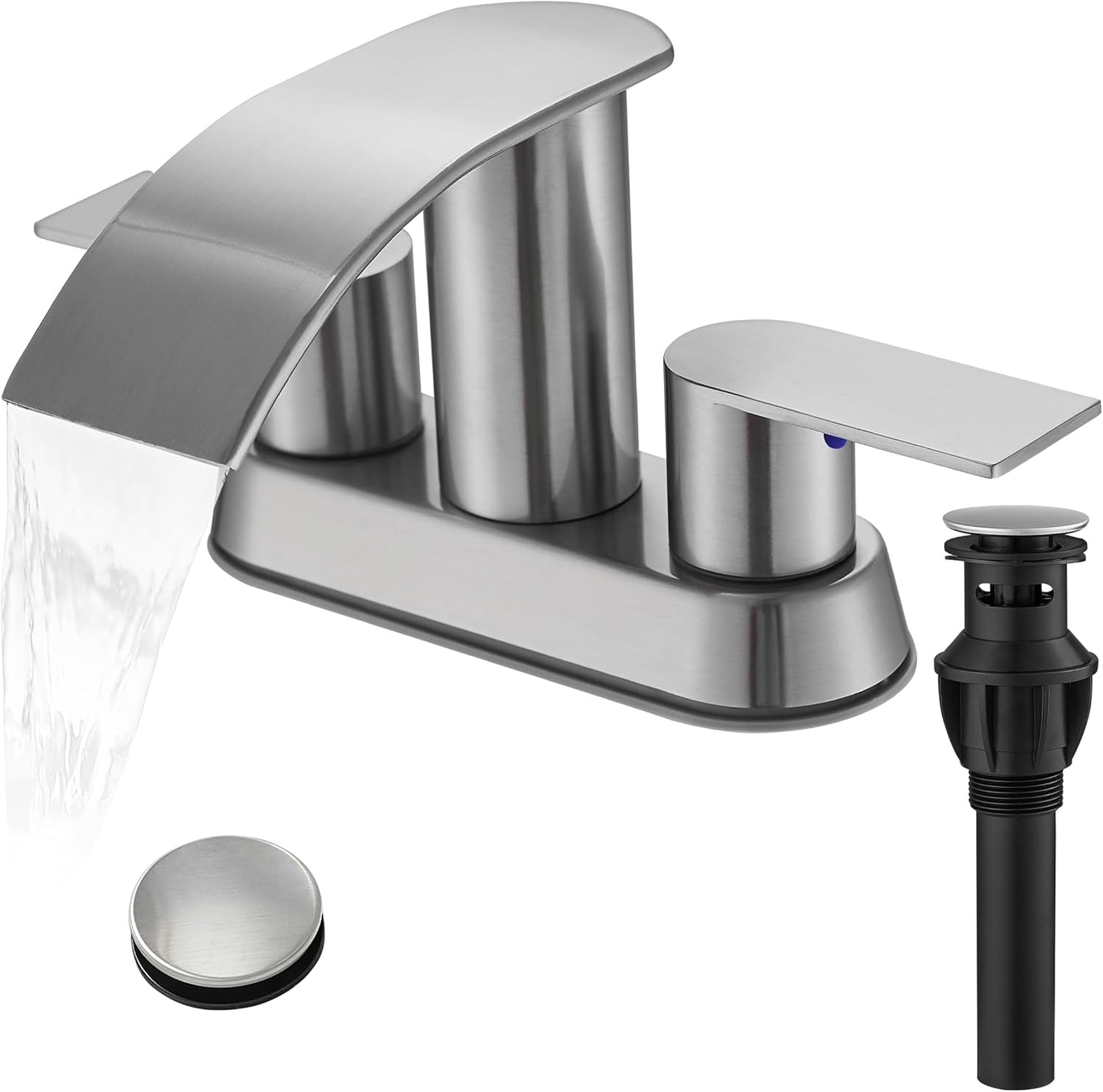 Waterfall Bathroom Sink Faucet with Pop Up Drain for Modern Homes