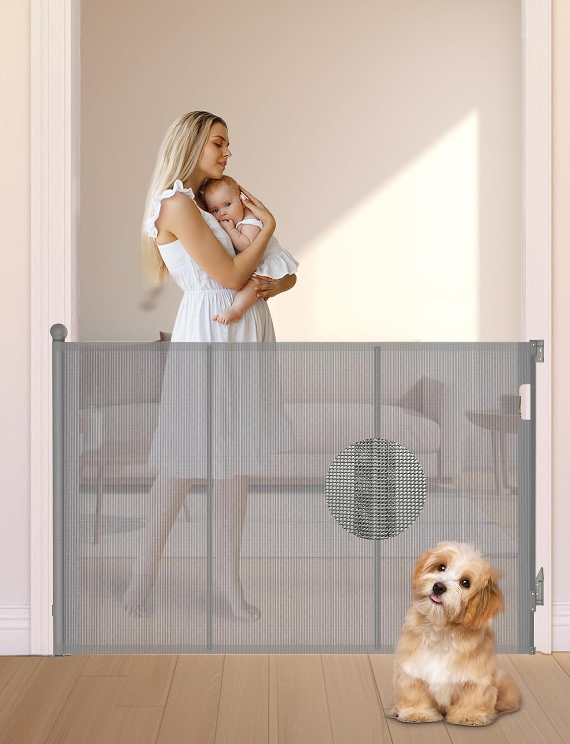 Reinforced Retractable Baby Gate for Stairs and Doorways