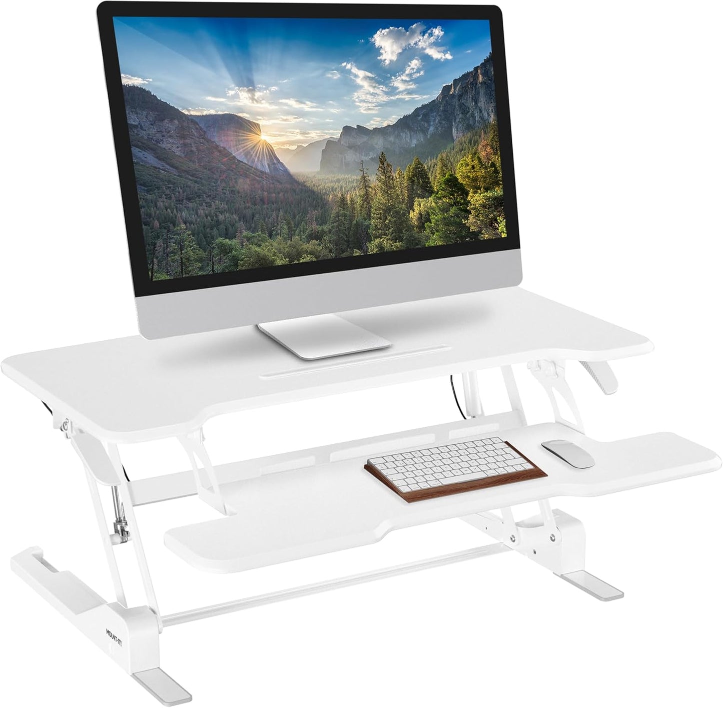 Mount-It! White Standing Desk Converter: Wide, Adjustable, Dual Monitor Support