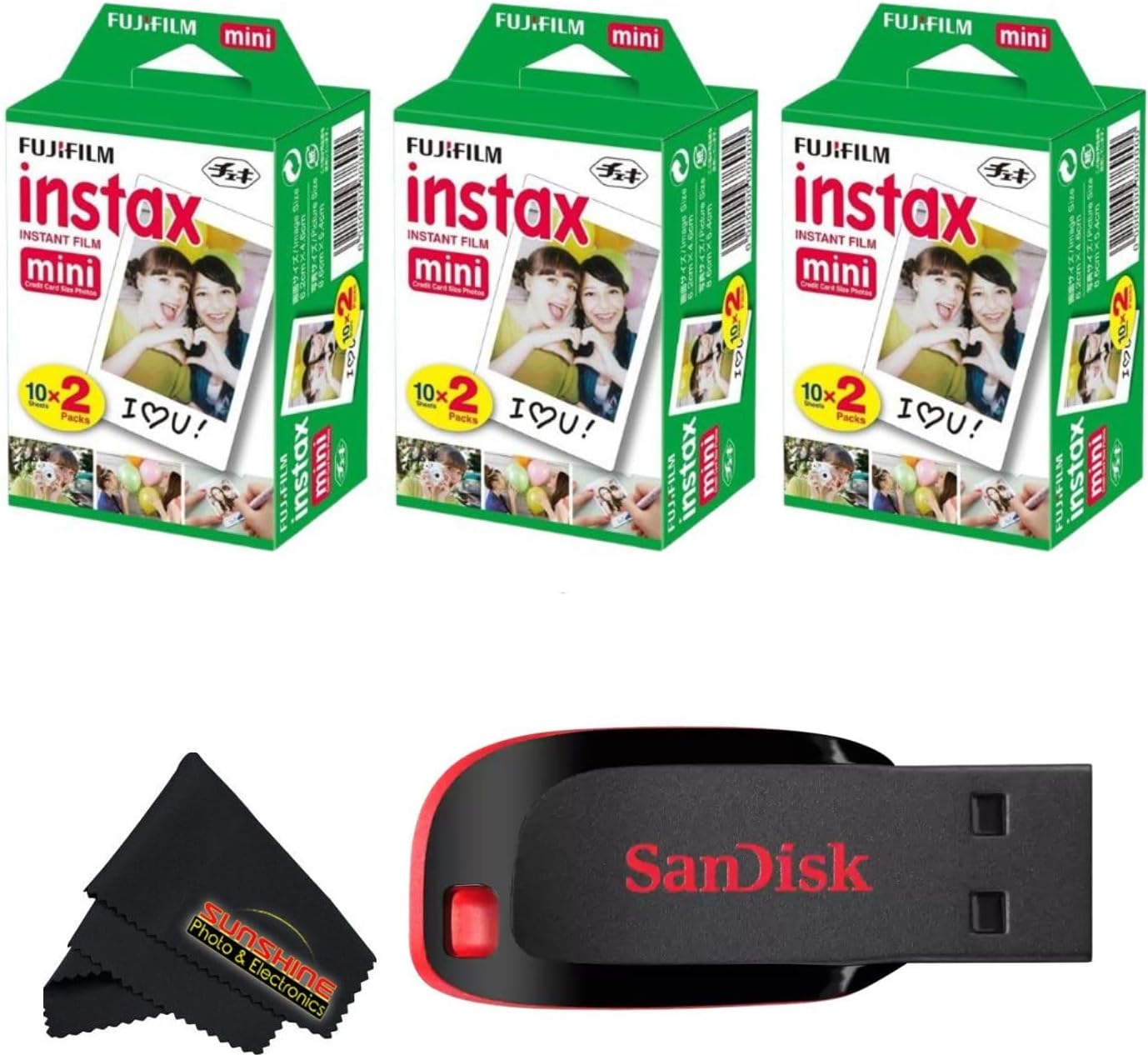 Fujifilm Instax Mini Instant Camera Film with USB Flash Drive