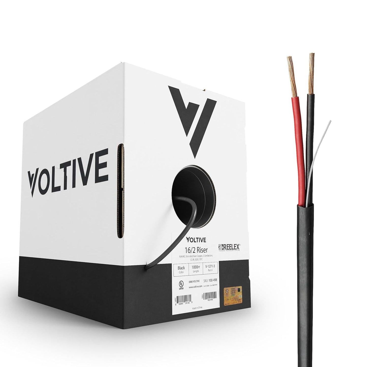 Voltive 16/2 Speaker Wire - 16 AWG Oxygen-Free Copper Cable