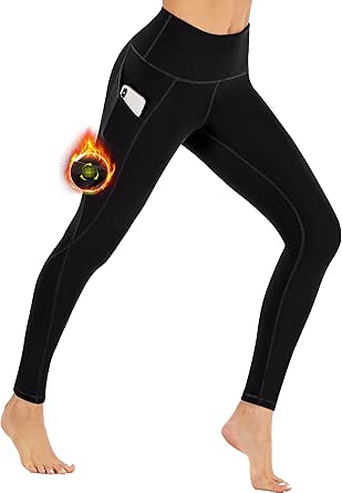 Ewedoos Fleece Lined Leggings with Pockets for Women