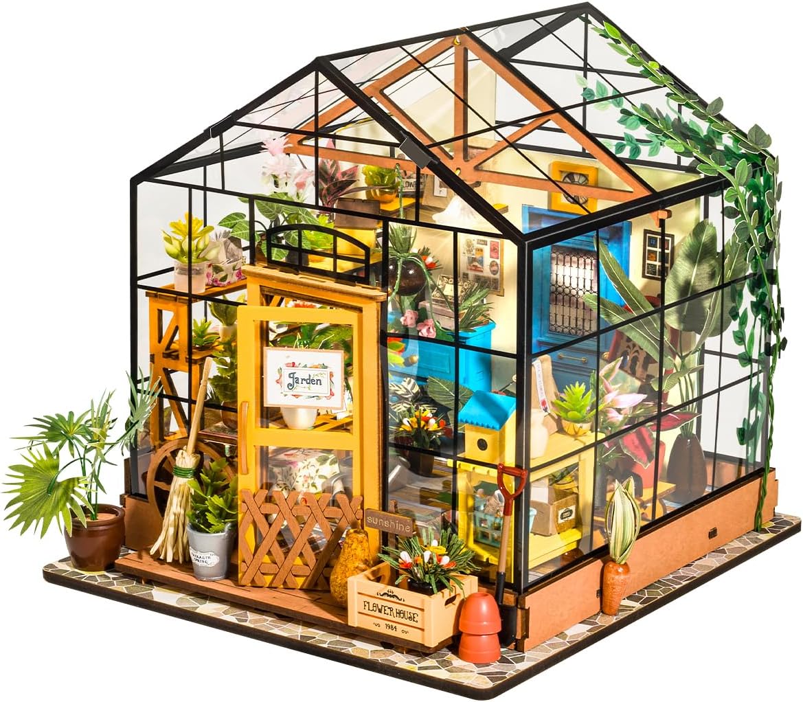 DIY Miniature Greenhouse Dollhouse Kit - Cathy's Flower House