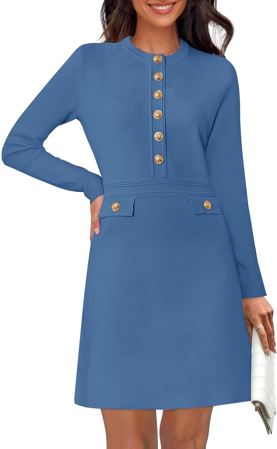 Elegant Women's Mini Sweater Dress for Fall and Winter Events