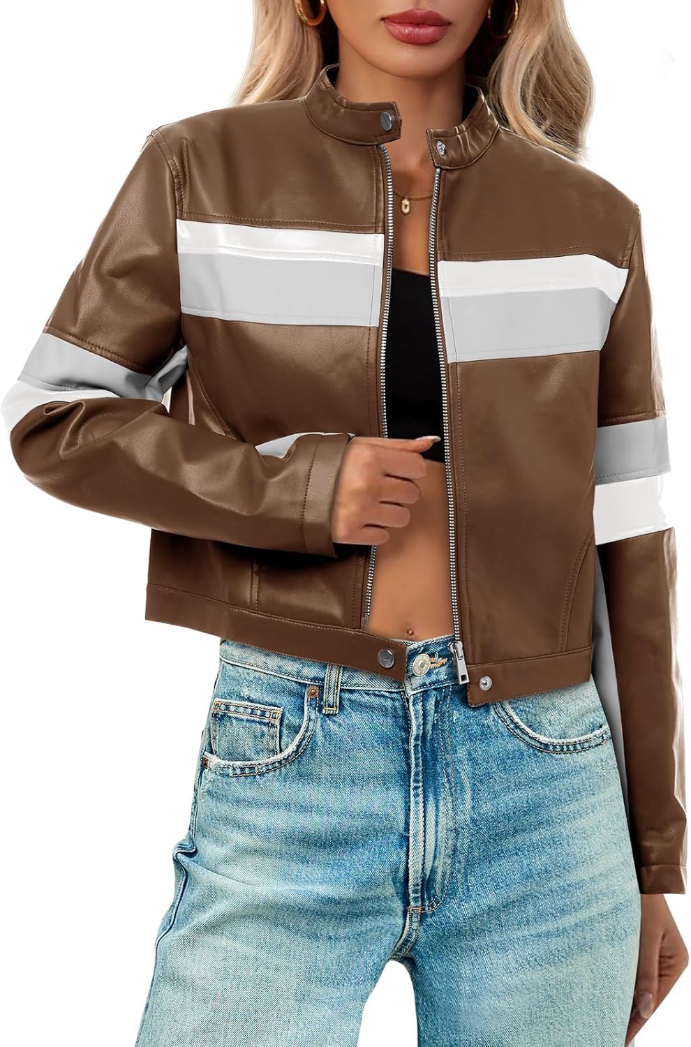 Stylish Womens Cropped Moto Biker Jacket for Every Occasion
