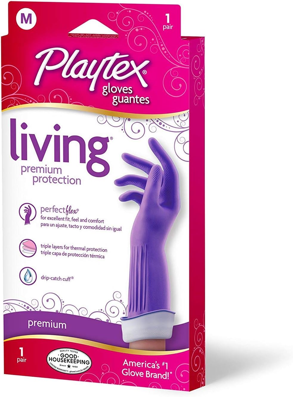Playtex Medium Rubber Cleaning Gloves (3 Pairs), Premium Protection
