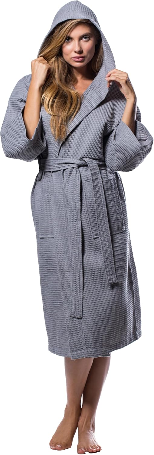 Turquaz Lightweight Full-Length Waffle Kimono Bathrobe for Women
