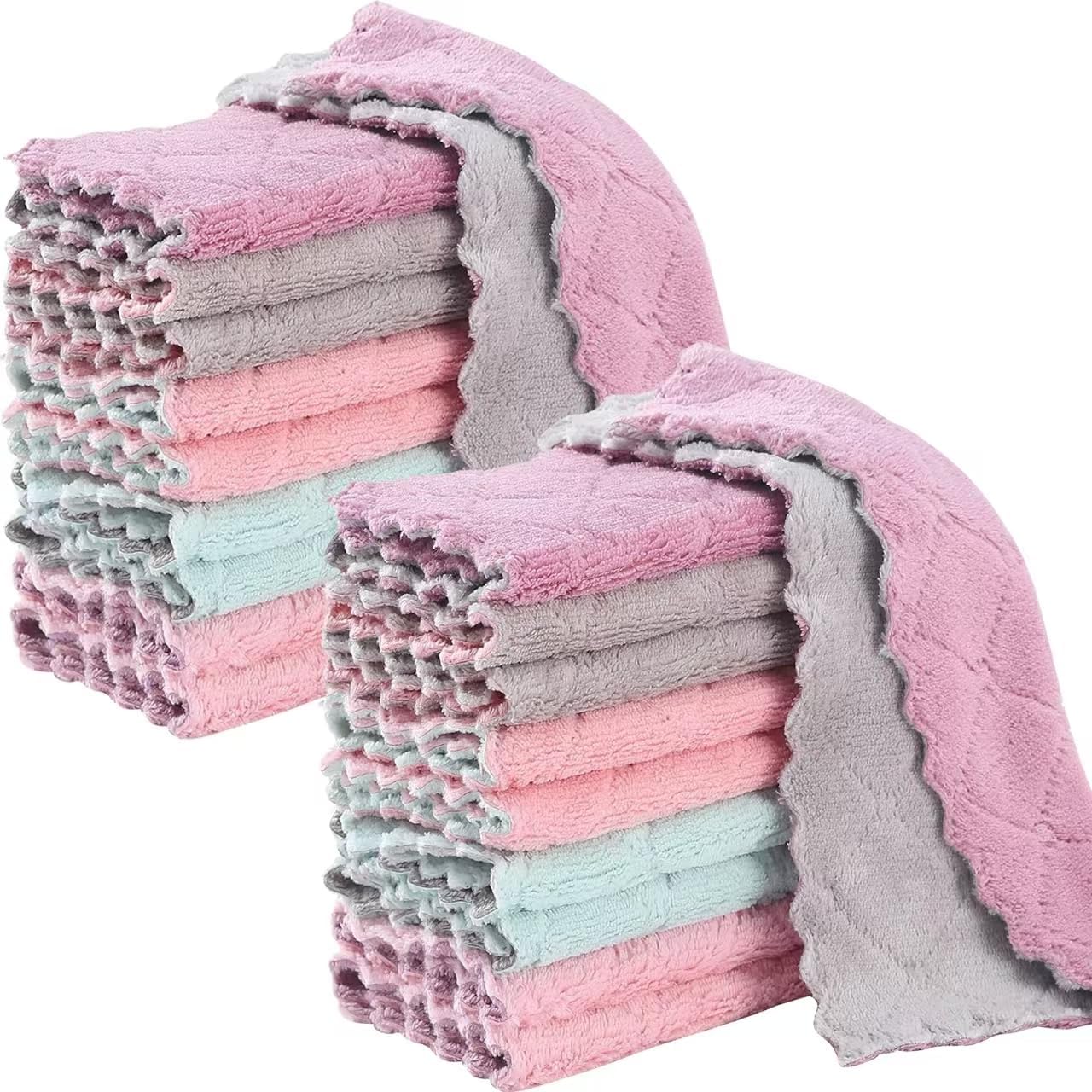 Super Absorbent Coral Fleece Dish Cloths - 20 Pack