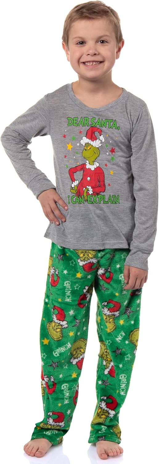 Dr. Seuss Grinch Boys' Dear Santa Pajama Sleep Set for Kids