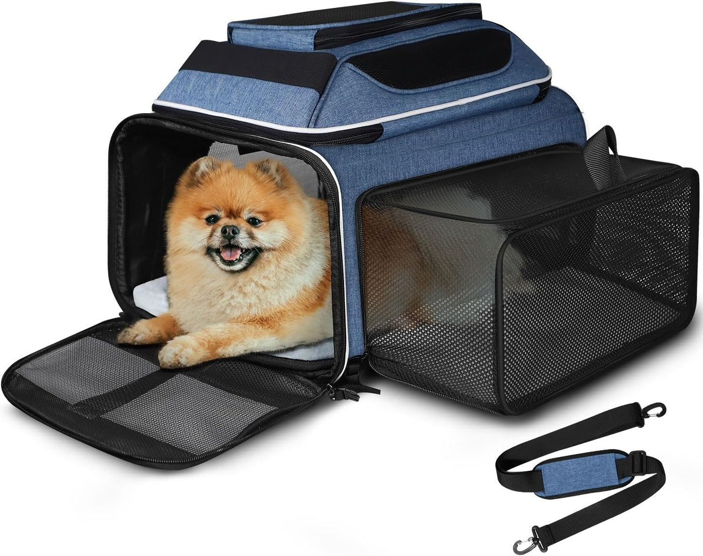 Expandable Pet Carrier for Small Dogs and Cats, TSA Approved 17x11x9.5