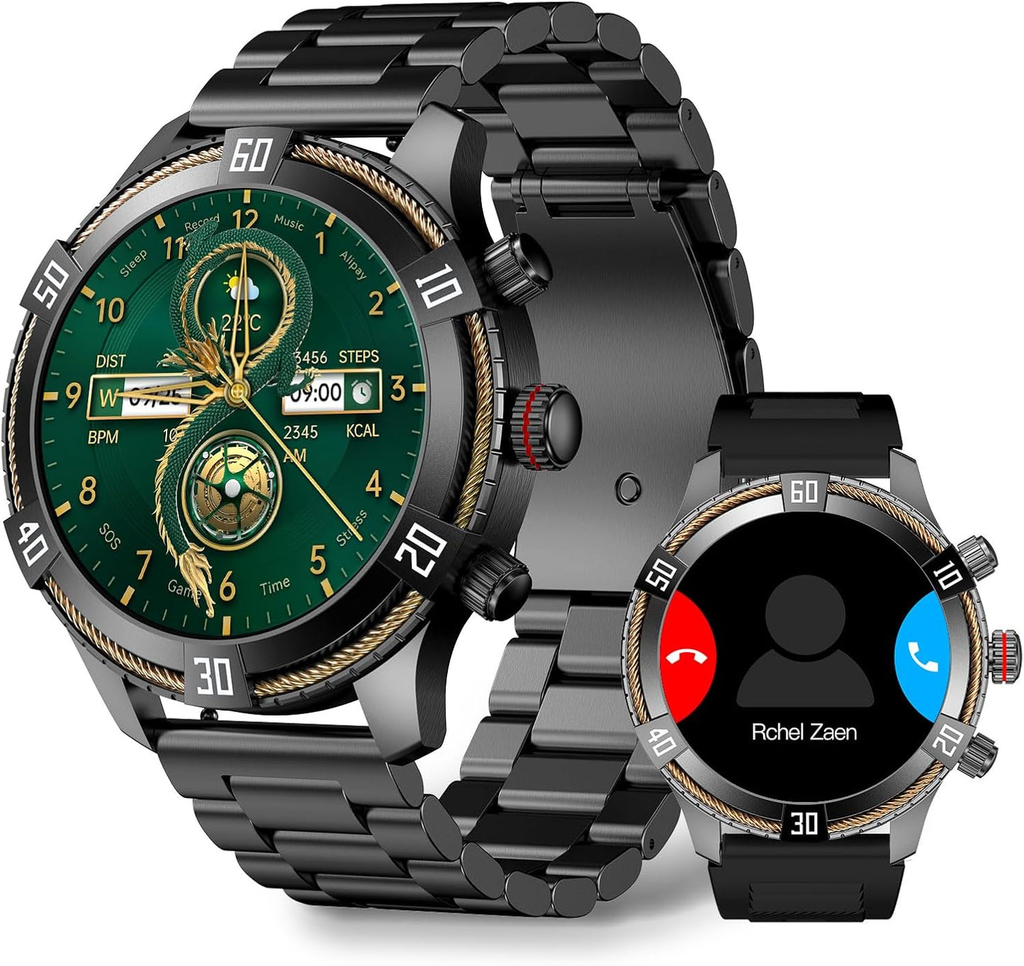 OHUGNA Luxury Smartwatch: 100+ Sport Modes, Call Answer, Heart Rate Monitor
