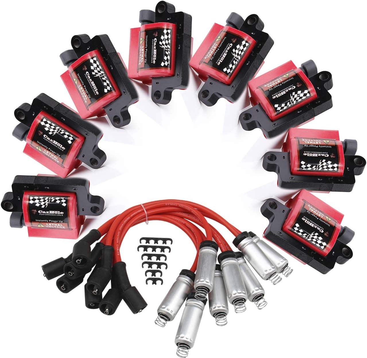 BANG4BUCK Ignition Coils Pack and Spark Plug Wires Set for Cadillac