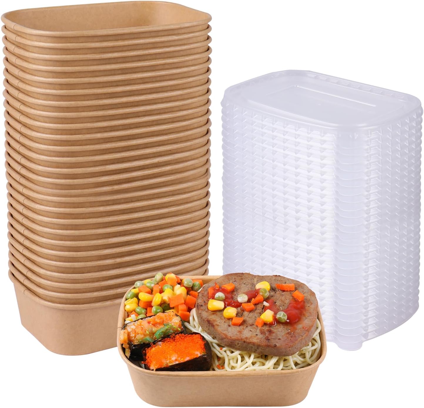 22OZ Disposable Kraft Paper Bowls with Lids for Every Occasion