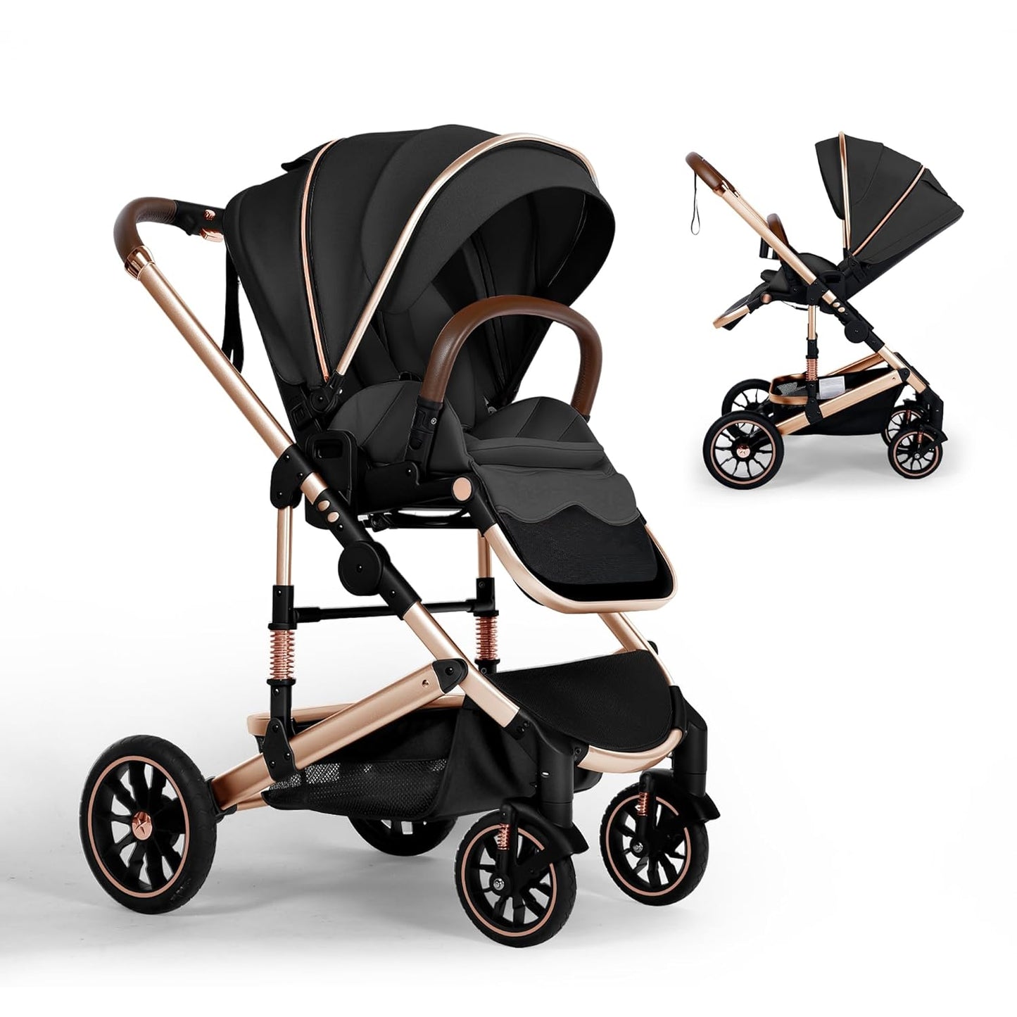 Convertible Baby Stroller with Large Canopy for Comfort