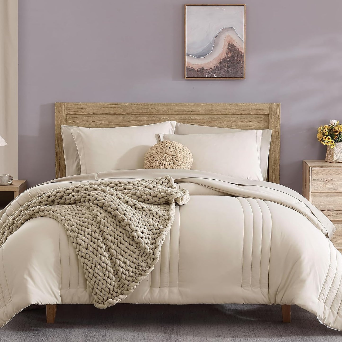 Monbix Oversized Queen Comforter Set - 7 Pieces for Cozy Nights