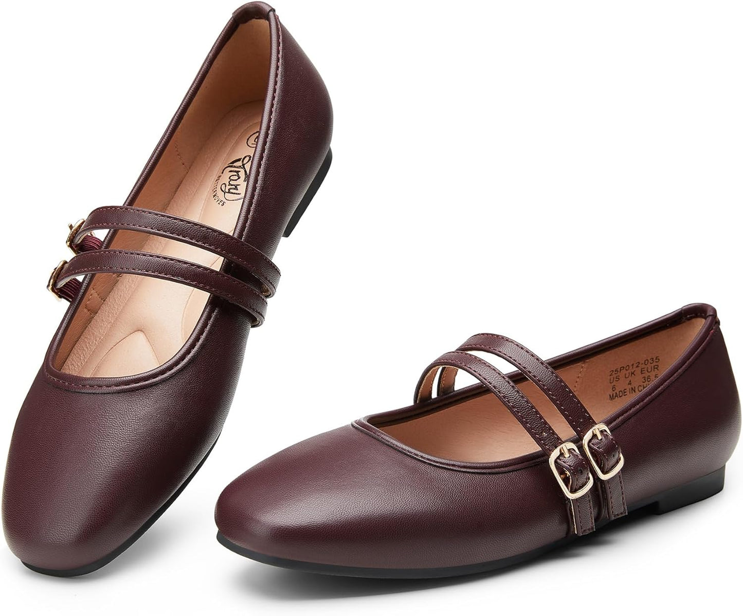 Trary Mary Jane Shoes Women Comfortable Square Toe Flats