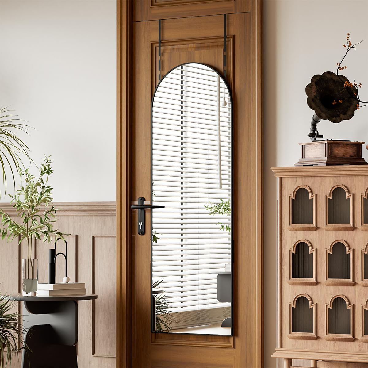 BEAUTYPEAK 14in x 48in Adjustable Height Over The Door Mirror