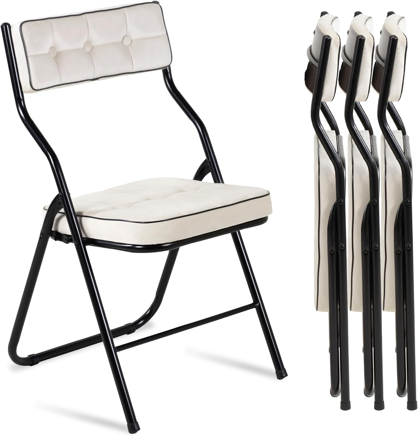 HOMEFUN Padded Folding Chairs 4 Pack for Dining and Events