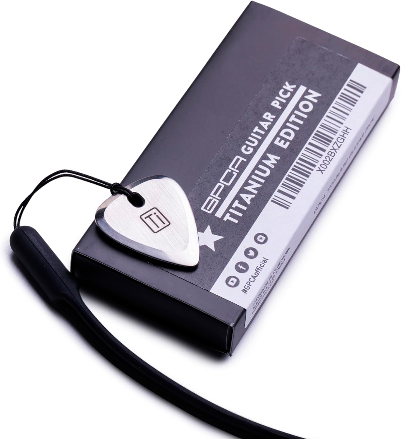 Ultra-Thick Titanium Guitar Pick with Strap by GPCA