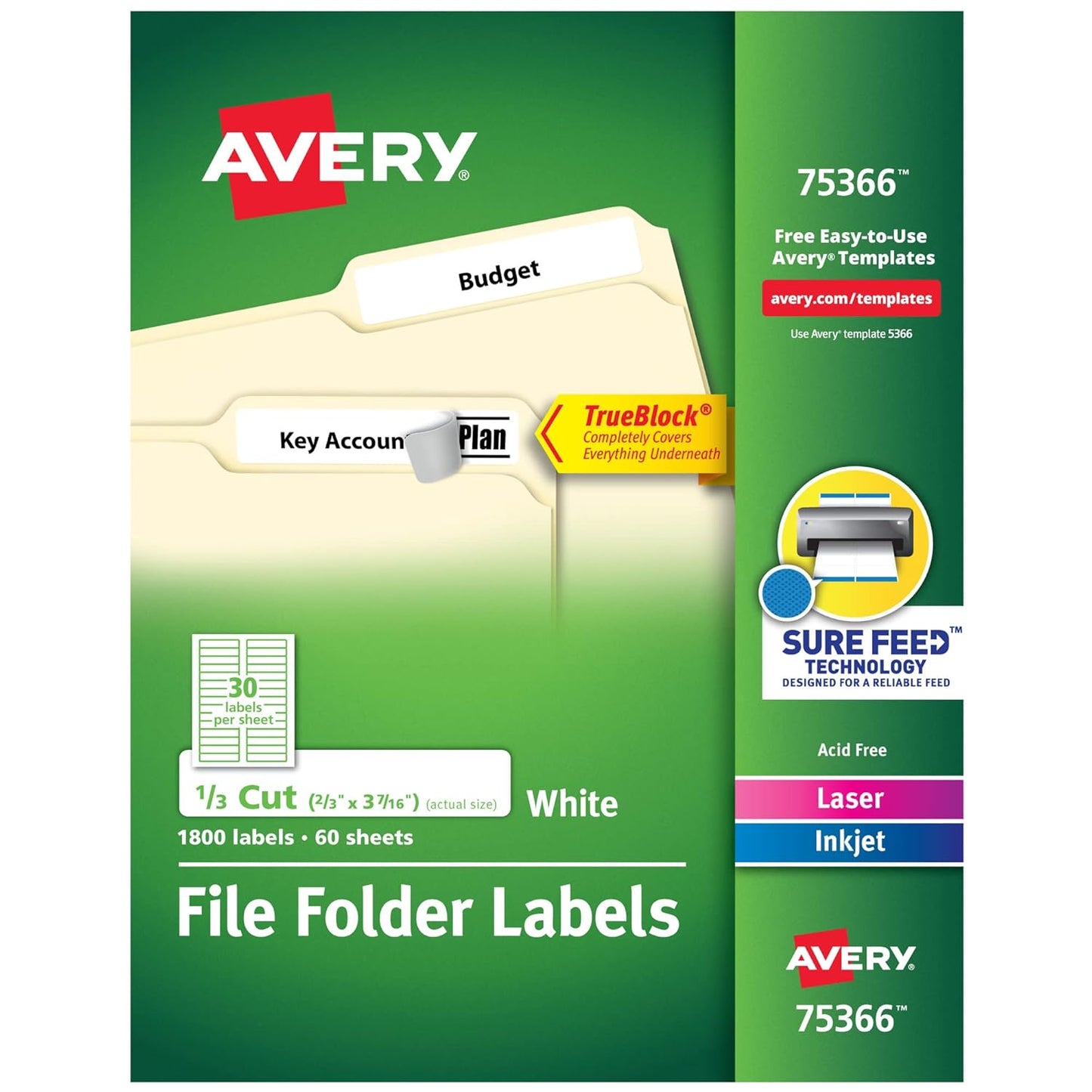 Avery TrueBlock File Folder Labels for Efficient Organization